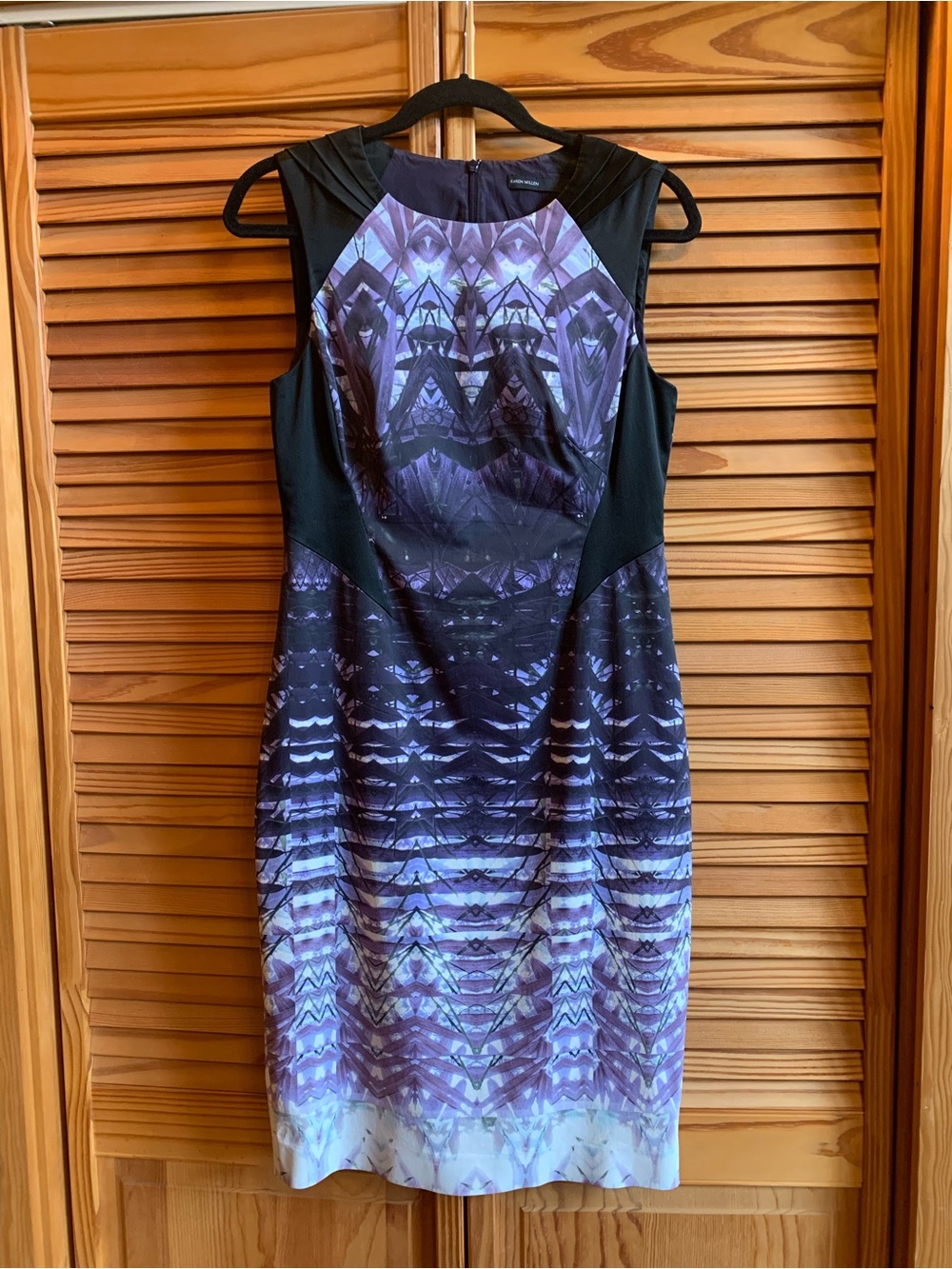 Karen Millen Purple Geometric Midi Sheath Dress